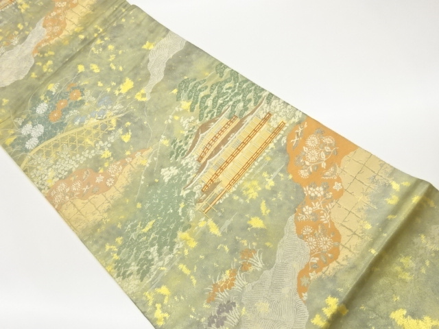 JAPANESE KIMONO / MANUFACTURED BY HATTORI TEXTILES: KOHAKU NISHIKI / G